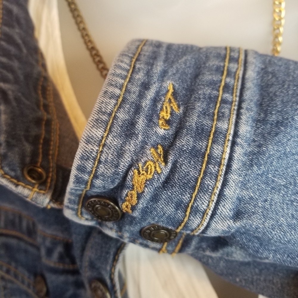 Hard Rock Cafe Vintage Fitted Jean Jacket PTP 18.5 - Picture 5 of 10